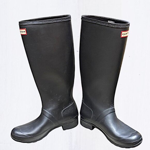 Hunter Black Tall Packable Original Tour Boots Size 7 - Picture 2 of 12